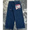 Jeans da Uomo Vestibilità Rilassata Denim Lavato Vintage Con Stampa Grafica Gamba Dritta Pantaloni Streetwear Autunno