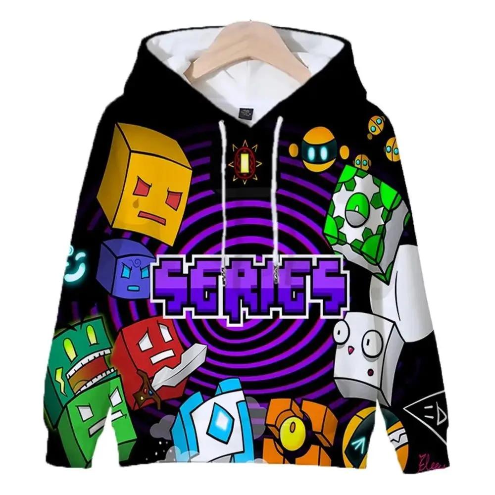 Children Boys Girls Hoodie Tops Kids Geometry Dash Hoodies 3D Printed Cartoon Game Fashion Outdoor Sweatshirts Casual Pullovers