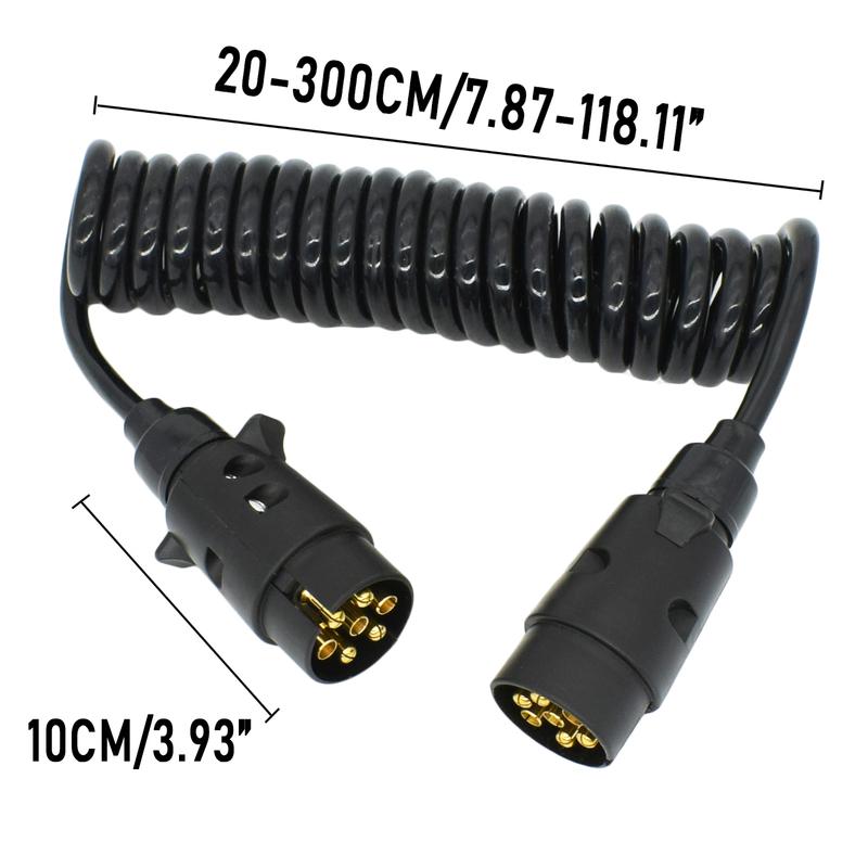 7 Pin Trailer Truck Light Edge Connector Copper Extension Cable Trailer Power Cord Plug Vehicle Extender Socket Car Accessories