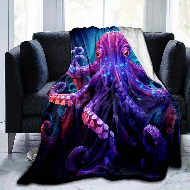 Mysterious Octopus Throw Blanket, Ocean Animal Blanket for Sofa Bed Travel Camping Home Decor
