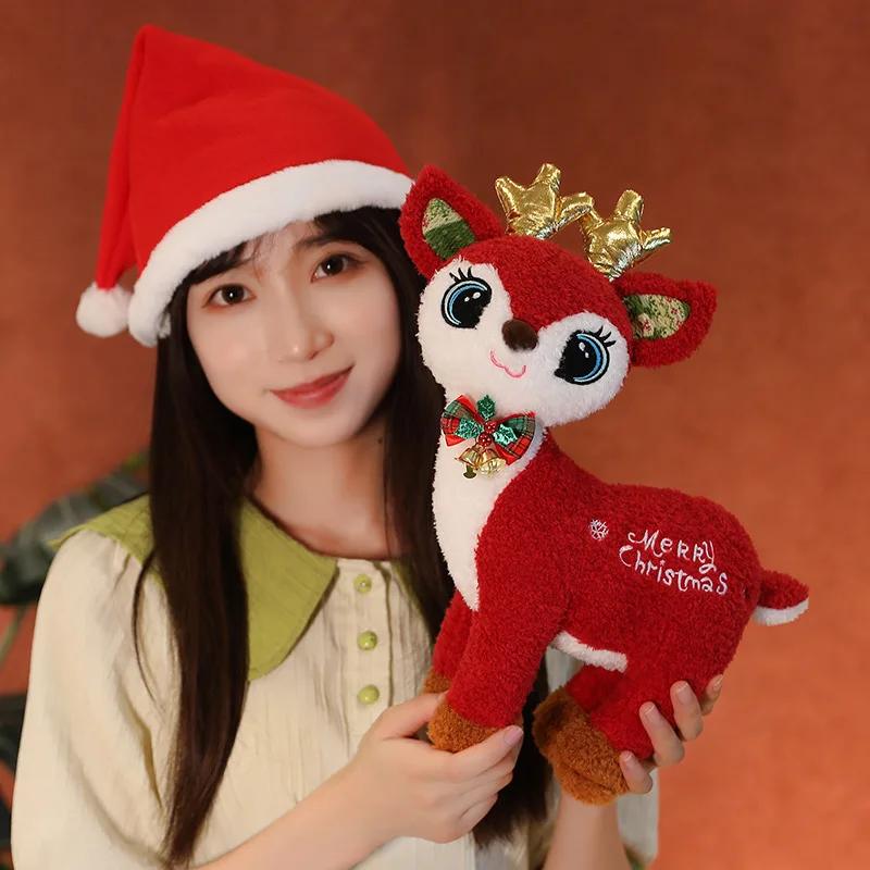 Cartoon Idea Dream Christmas Elk Plush Doll Pillow Stand Deer Plush Toy Home Decoration Party New Year Holiday Gift