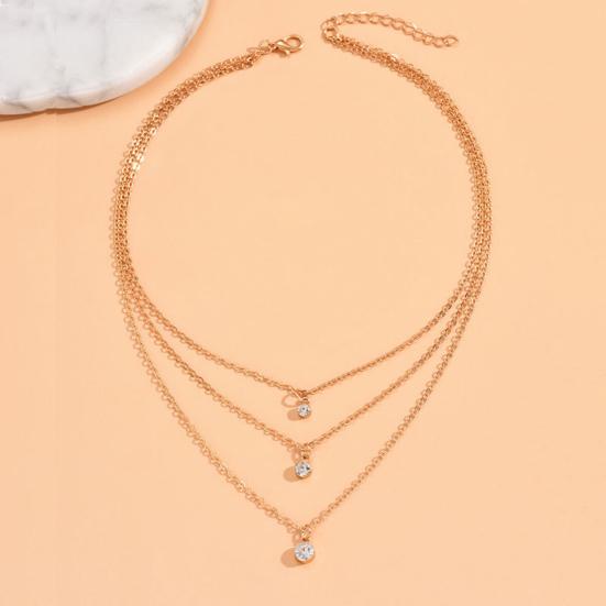 Collana da Donna Pendente Rotondo con Strass Tre Strati Regolabile con Lunghezza Estesa Gioiello da Collo per Ballo di Fine Anno Festa Collana da Sposa