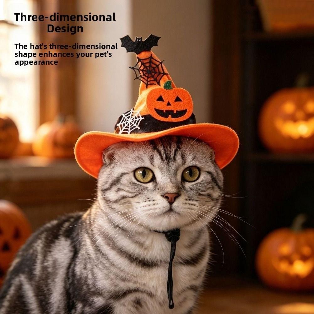 Pumpkin Spider Web Bat Decoration Pet Halloween Hat Dog Costume Accessory Pet Birthday