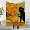 Blanket Throw Super Cosy Cat Plush Art Sunflower Living Room Sofa Couch And Childish Birthday Gifts