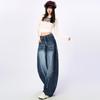 2025 Nieuwe Retro Blauwe Hoge Taille Afslankende Wijde Pijp Jeans voor Dames