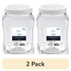 2 Pack 2 Quart Clear Plastic Storage Canisters with Twist Top Lid Stackable Kitchen Dry Food Organizer Sugar Flour Snacks