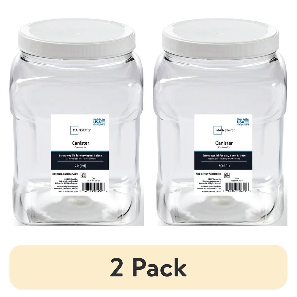 

2 Pack 2 Quart Clear Plastic Storage Canisters with Twist Top Lid Stackable Kitchen Dry Food Organizer Sugar Flour Snacks United States