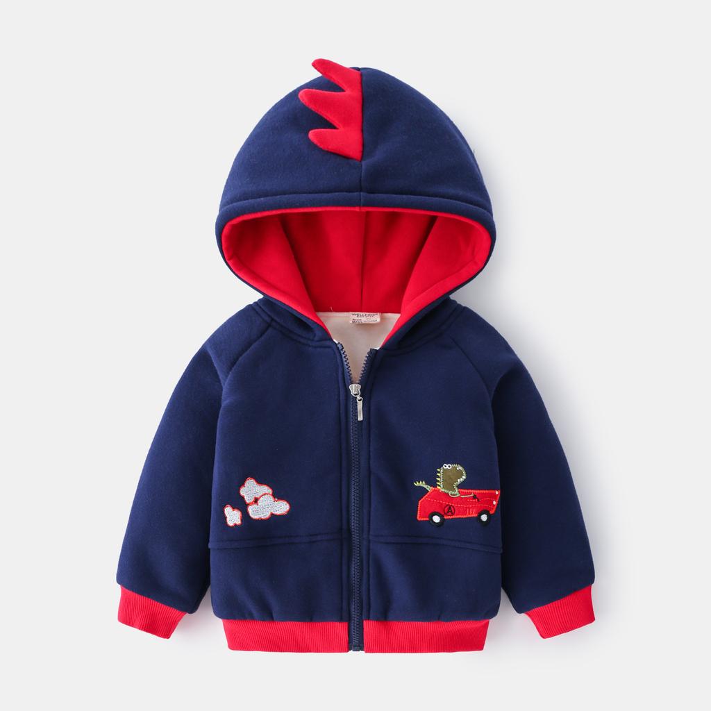 Boys Thick Fleece Lined Hooded Casual Children Winter Jacket Outerwear