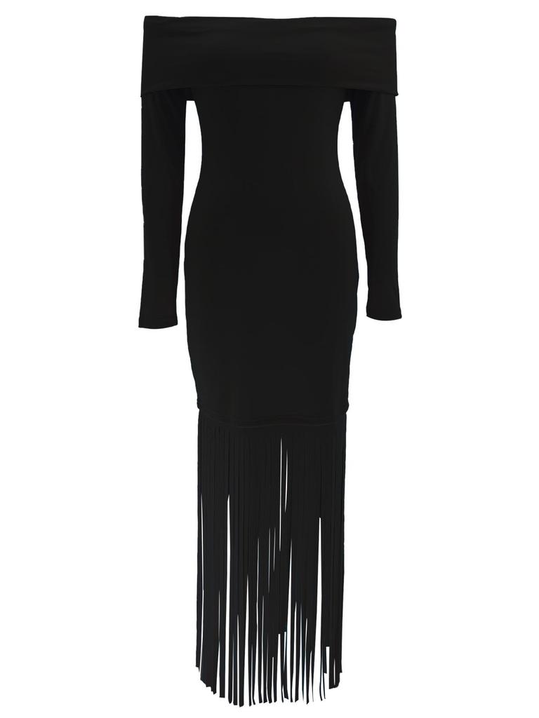 Europejska & Amerykańska Dopasowana Suknia Wieczorowa Jednoramienna z Frędzlami