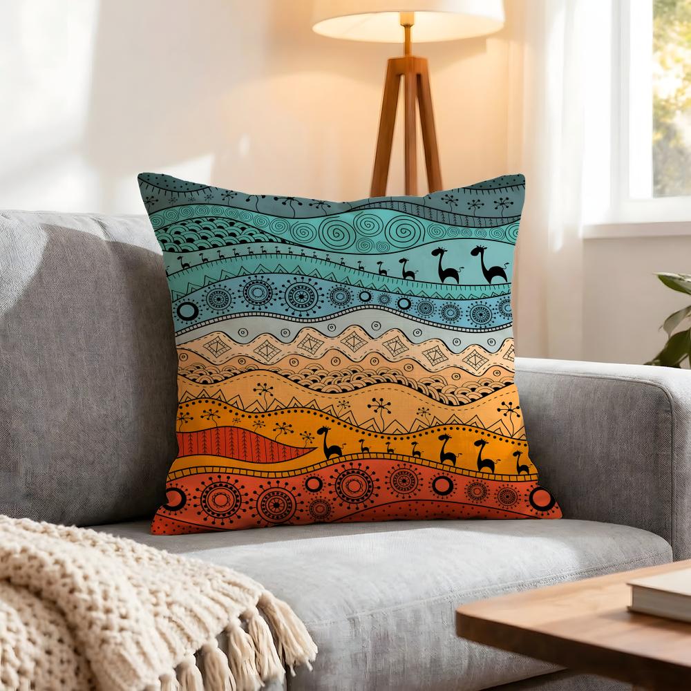 Pattern Tribal Pattern Cushion Cover 1Pcs Decorative Covers Soft Cushion Case For Sofa Couch Decor 40X40 45X45 Pillowcases