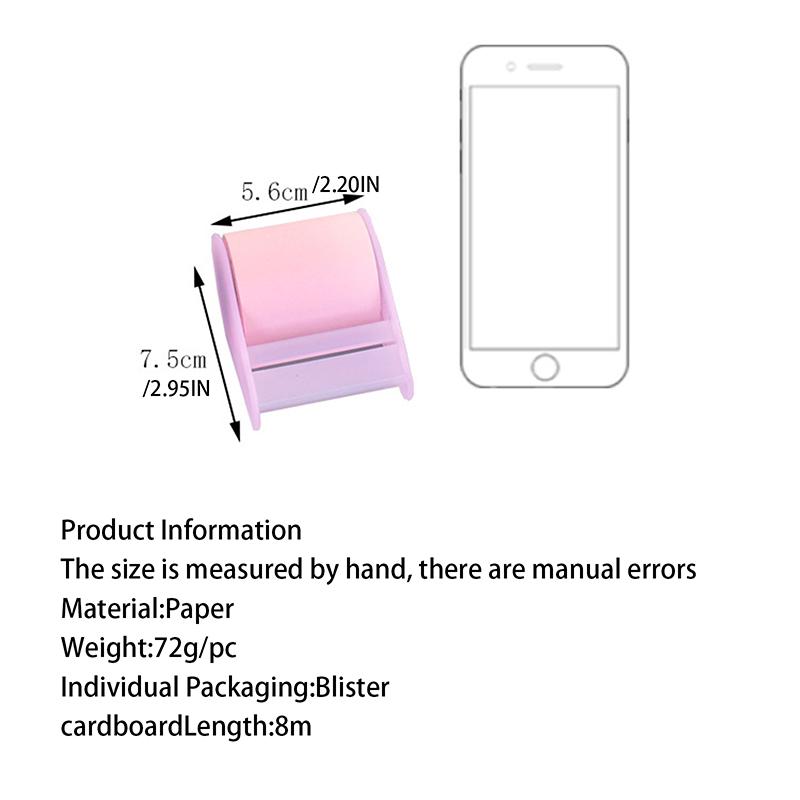 Kawaii Roller Memo Pad Sticky Note Set Refillable Adhesive Paper 8M Length School Supplies Bookmark Notebook Stationery Stickers