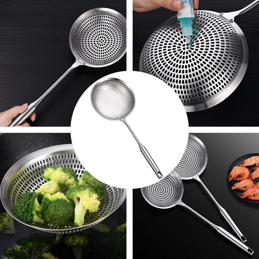 1Pcs Stainless Steel Oil Strainer Long Handle Frying Scoop for Hot Pot Noodles Vegetables Meats French Fries Colander Spoon Mesh