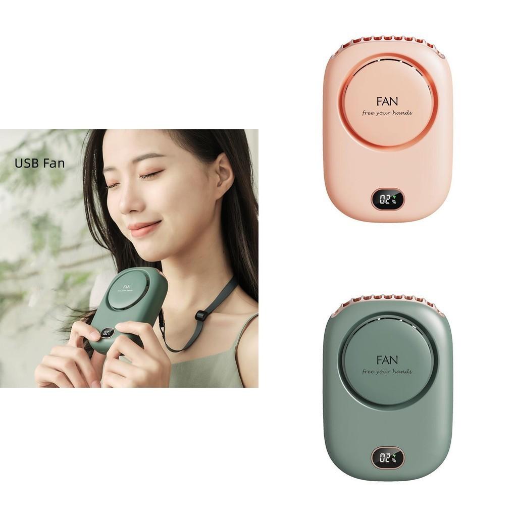 Neuer hängender Halsventilator, blattlos, USB, zur Hüfte hängend, leistungsstark, leise, Schreibtisch-, Hand-, kleiner Ventilator, grenzüberschreitend