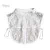 Miss Sugar Donna Pizzo Finto Bianco Nero Camicia Collo a Bottone Accessorio Blusa Staccabile