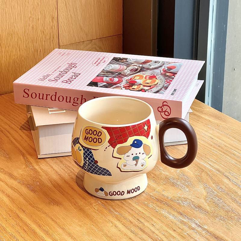 

Милая керамическая кружка «Медвежонок с маслом» с крышкой и ложкой для девочек, сувенир на день рождения, чашка для завтрака и кофе 401-500ml