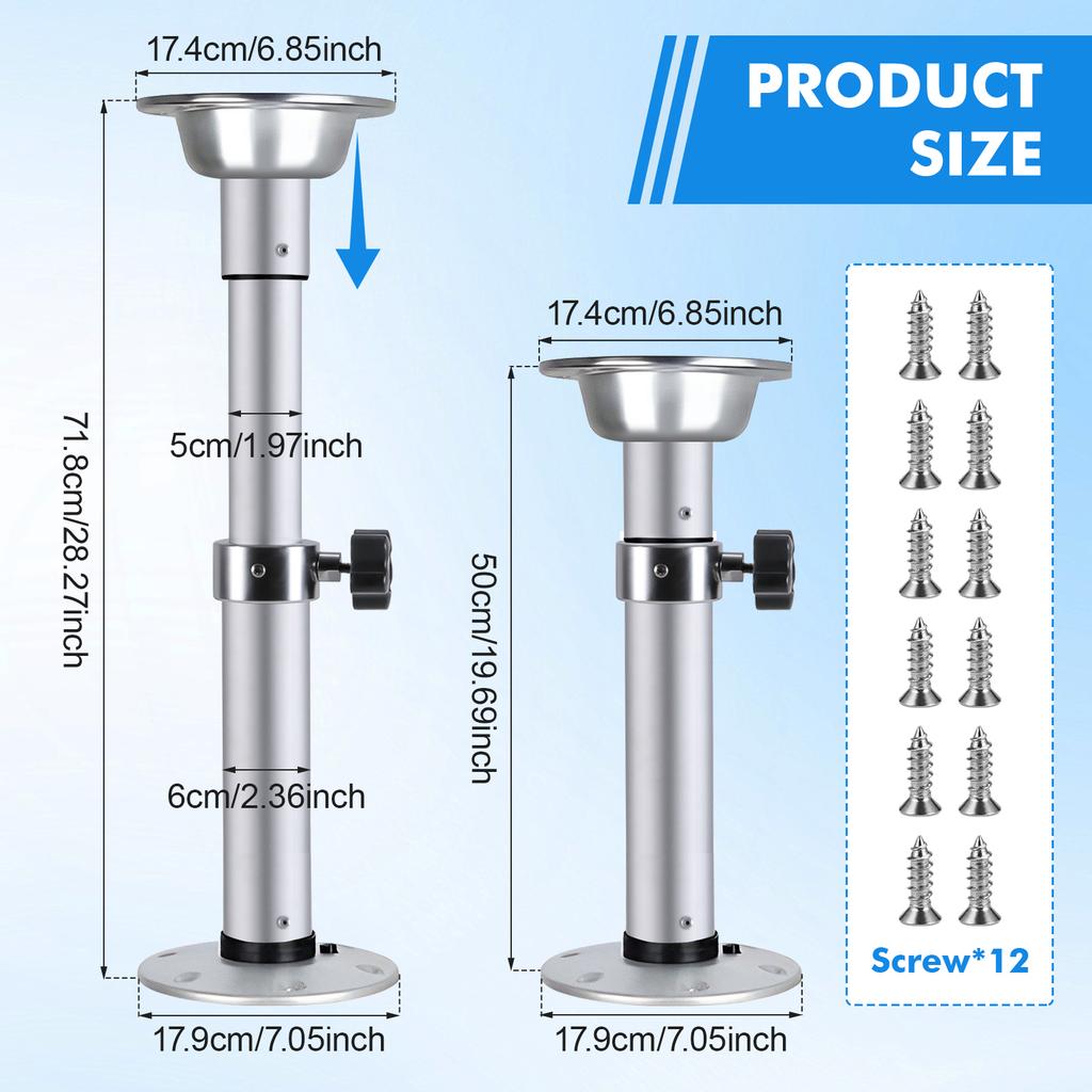 Detachable Aluminum Alloy Stand Base 3 Levels Telescoping Mounting Frame One-Leg Lifting System for Boat Yacht Motorhome Caravan