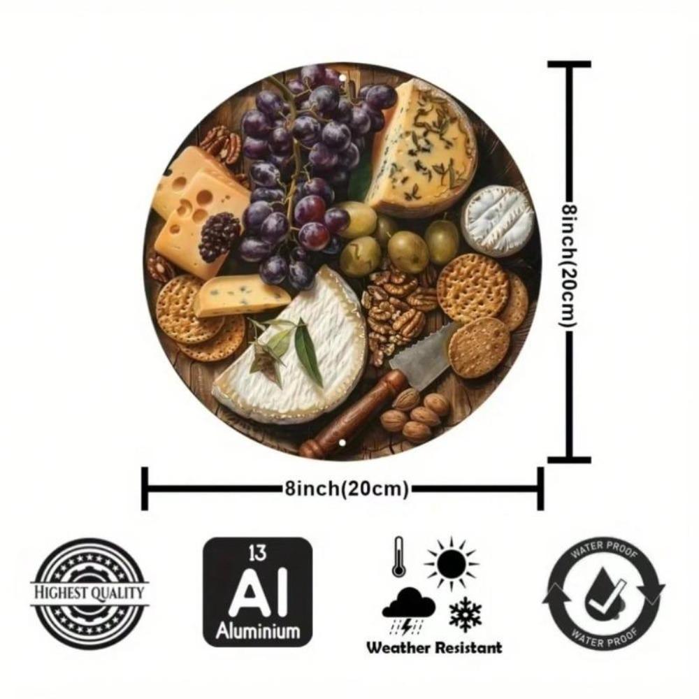 Metal Tin Sign Round Cheese Wall Decor Kitchen Home Retro Art