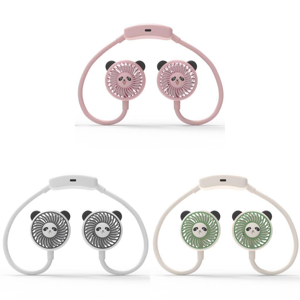 Panda USB Tragbarer Nackenventilator mit 3 Geschwindigkeitsstufen und wiederaufladbarem Akku für Outdoor-Aktivitäten