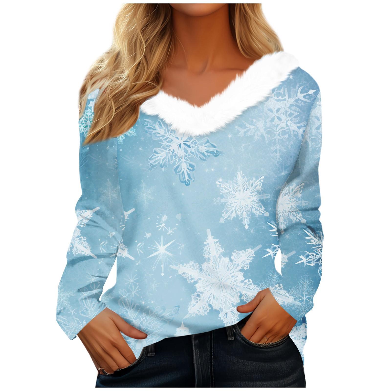 

Рубашки с длинным рукавом для женщин, рождественские принты, графические футболки, блузки, повседневные, больших размеров, базовые топы на пуговицах, пуловеры M