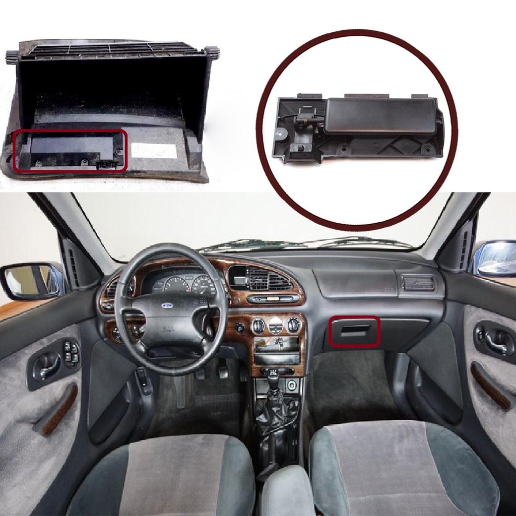 BDP1190 Kierownica z lewej strony schowek na rękawiczki w samochodzie pokrywa czarny zamek przedziału Assy zatrzask uchwyt 98BBA06072BB dla Ford Mondeo 1996-2000