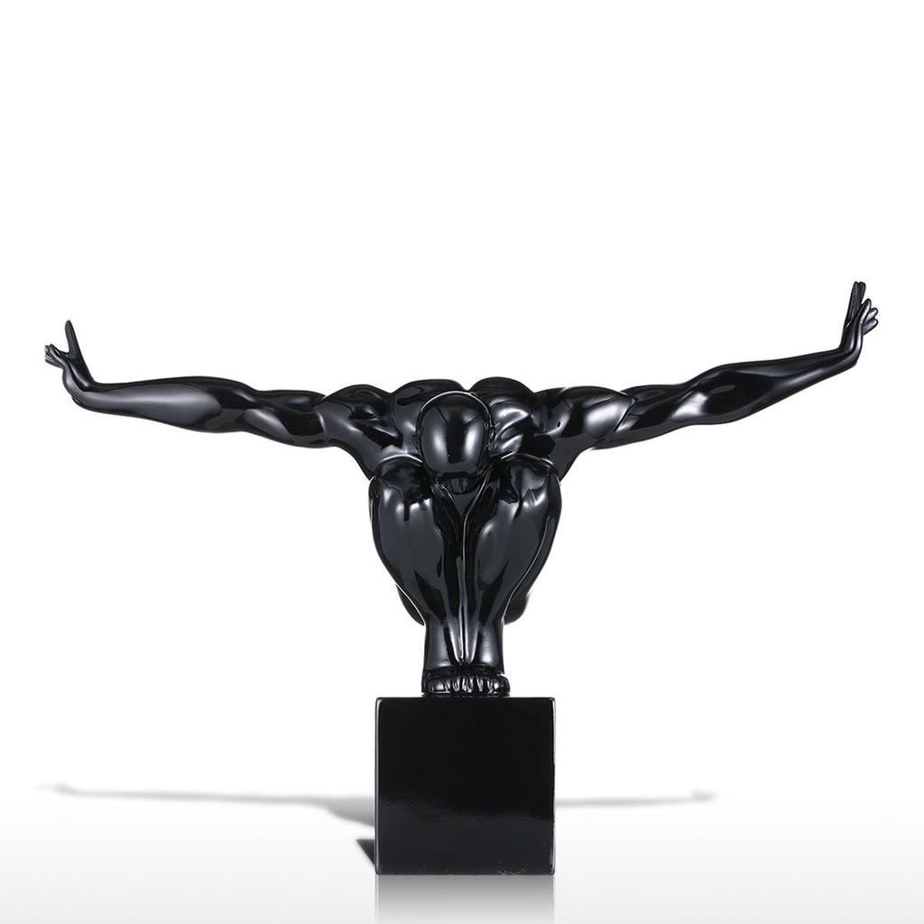 Tooarts Moderne Taucher-Skulptur aus Fiberglas, Dekoration, schwarze Taucherfigur