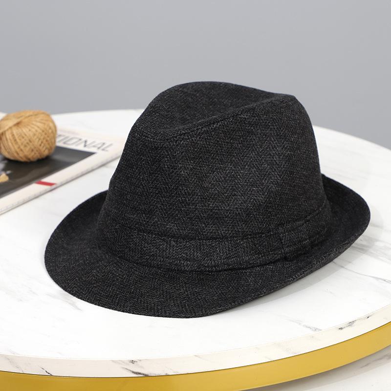 

Autumn and Winter New British Men s Top Hat Woolen Hat Middle-aged and Elderly Men s Jazz Hat Hat Leather Top Hat one size fits all чорний