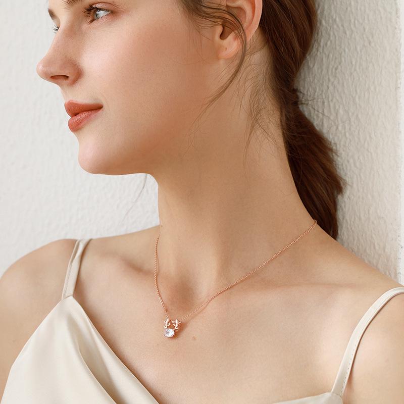 Collier ras du cou Femme Roue Ferris Élan Argent - Argent Sterling S925, Bijou de Noël de Luxe Léger.