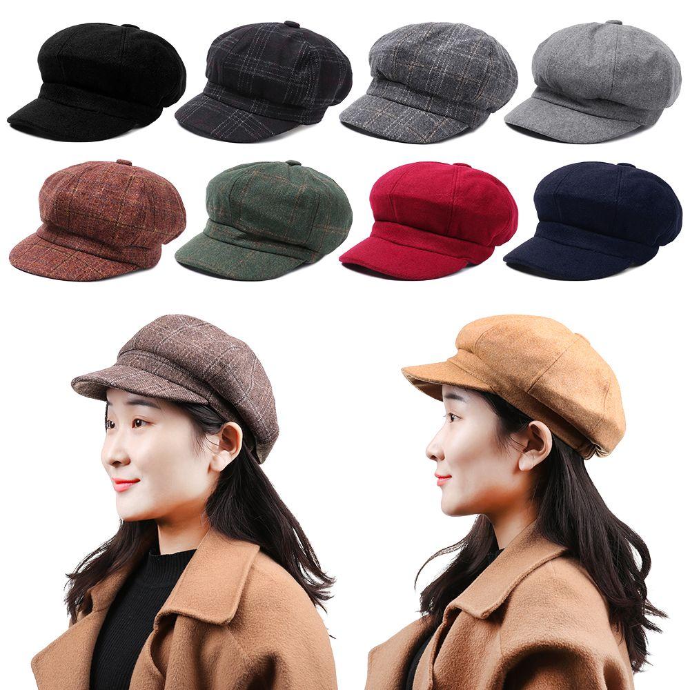 Casual Cotton Autumn Winter Painter Newsboy Caps Women Beret Sombrero Octagonal Cap Hats