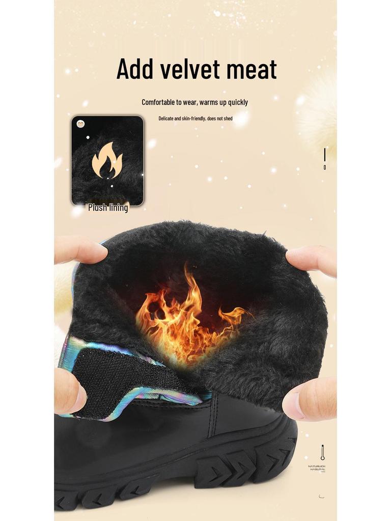 Kids' Winter High-Top Waterproof Snow Boots with Thick Velvet for Warmth