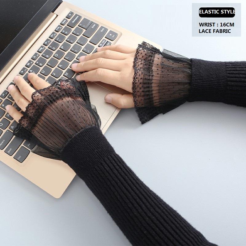 Hollow Out Embroidery Floral Lace Fake Sleeves For Sweater Wedding False Sleeve Cuffs Princess Wrist Warmers Sweater Decorative