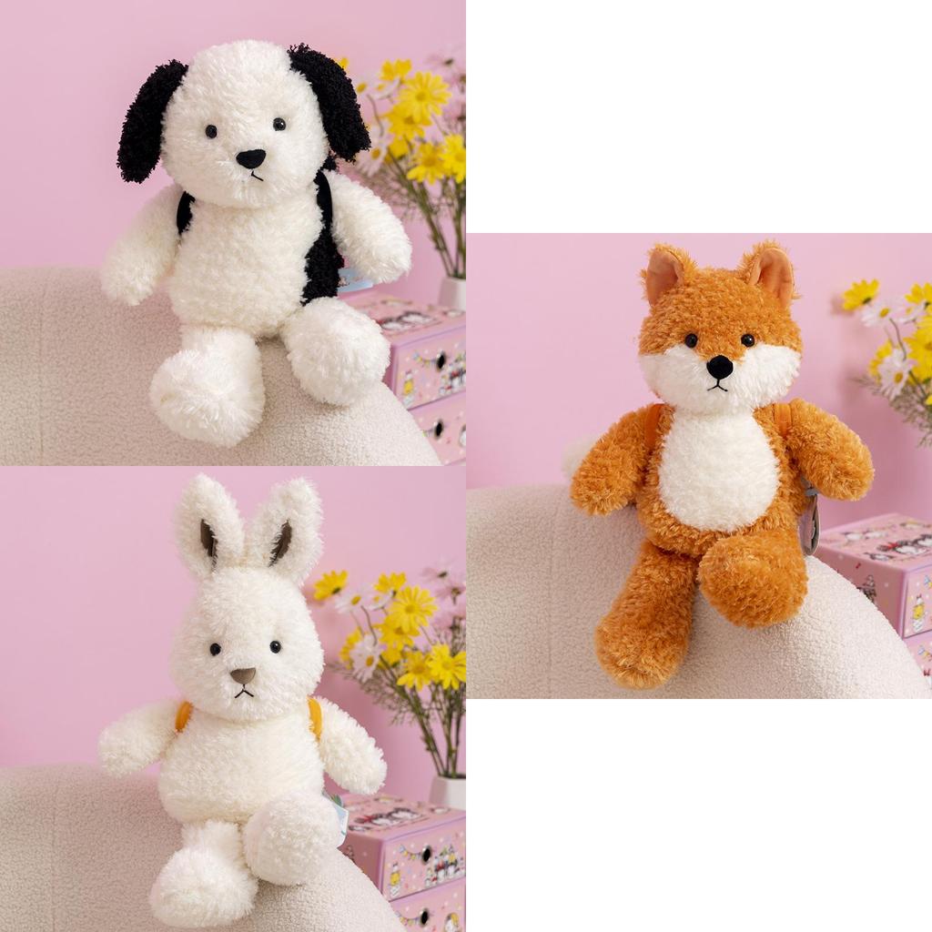 Niedlicher Weicher Plüsch Hasen Rucksack Spielzeug Geschenk für Kinder Weißer Hase Fuchs Hund Puppe