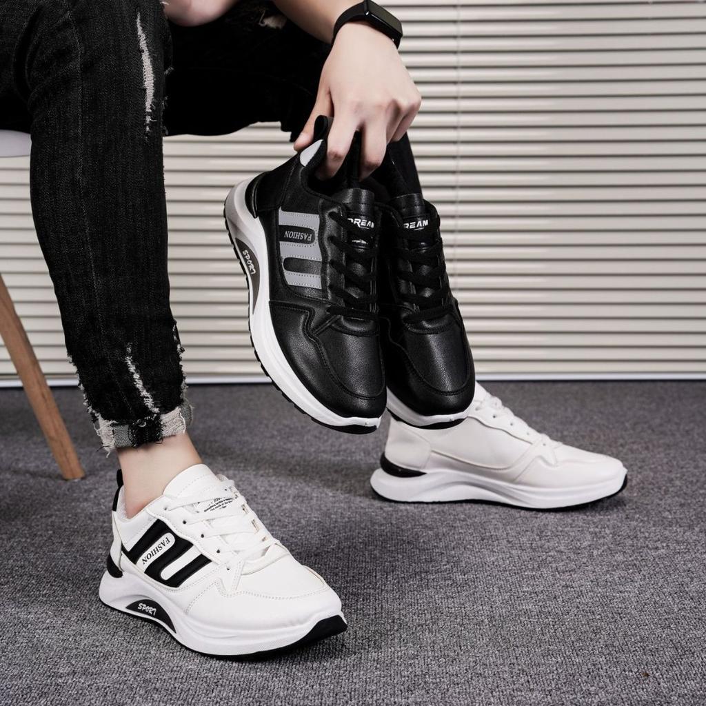 New men's sports shoes autumn leather men's shoes versatile casual shoes young students running shoes trendy dad shoes
