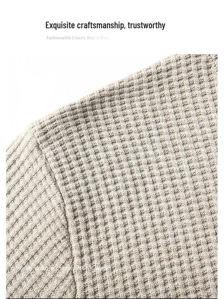 Men's Douyin Bestseller Autumn/Winter Knitwear: Trendy Round Neck Solid Color Jacquard Thick Sweater