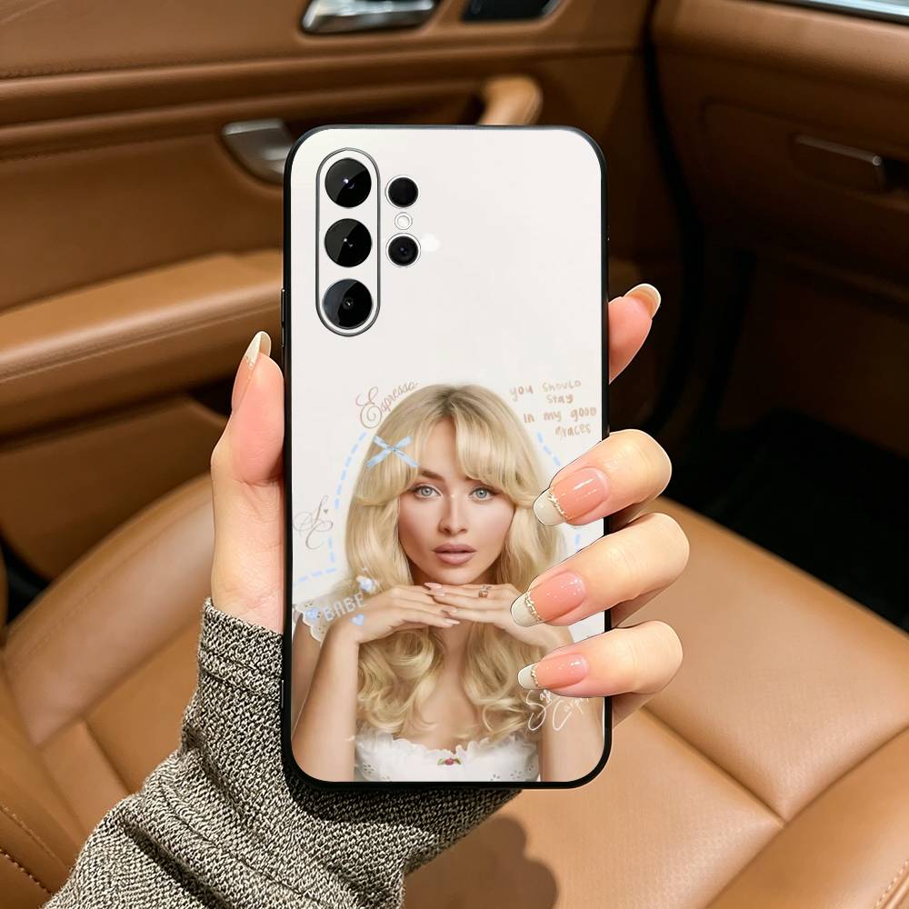 Singer S-Sabrina C-Carpenter  Black Soft Silicone Phone Case for Samsung Ultra S25, S24, S21, S22, S23, S30, Plus, FE, Lite