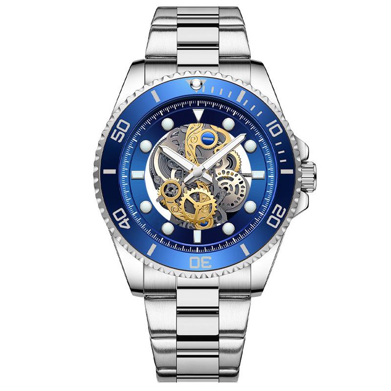 

Чоловічі кварцові годинники з класичним дизайном, ділові, водонепроникні, круглі з нержавіючої сталі, чоловічі спортивні золоті годинники зі світлом синій