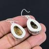 925 Sterling Silver Oval Natural Picture Jasper Ethnic Vintage Dangling Earrings
