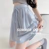 Blue Ice Silk Yamamoto Shorts Women's Summer New High-waisted Casual Outer Wear Wide-leg Pants Sports Five-point Pants