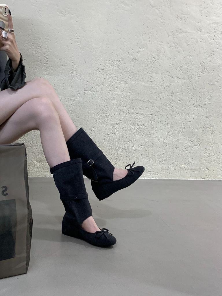 2025 neue Maillard-Stiefel Sommer neues Design eckige Spitze Schleife hohl innen Höhenerhöhung 4CM coole Stiefel