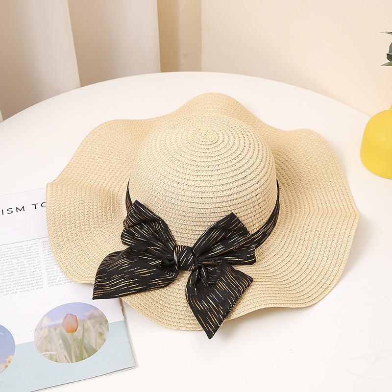 Summer Sun Hat for Women - Wide Brim with Bowknot, Breathable Straw Beach Cap, UV Protection, Fashionable Travel Accessory