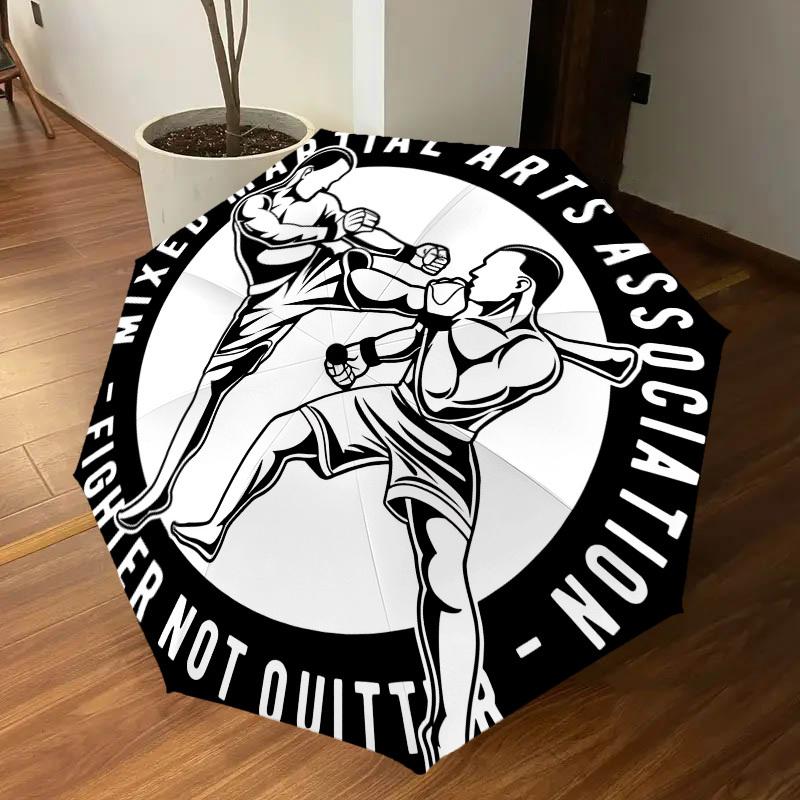 1PC Mixed Martial Arts Association Umbrella-8-Rib Reinforced, Automatic Open, Lightweight & Durable, Cute Fashion Accessory for Outdoor, Beach, or Cas
