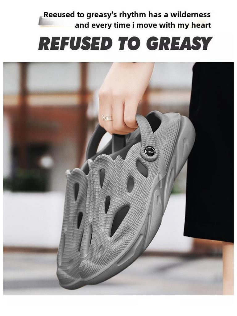 Men's Trendy Summer Coconut Hole Sandals: Outdoor Hollow Beach Slippers