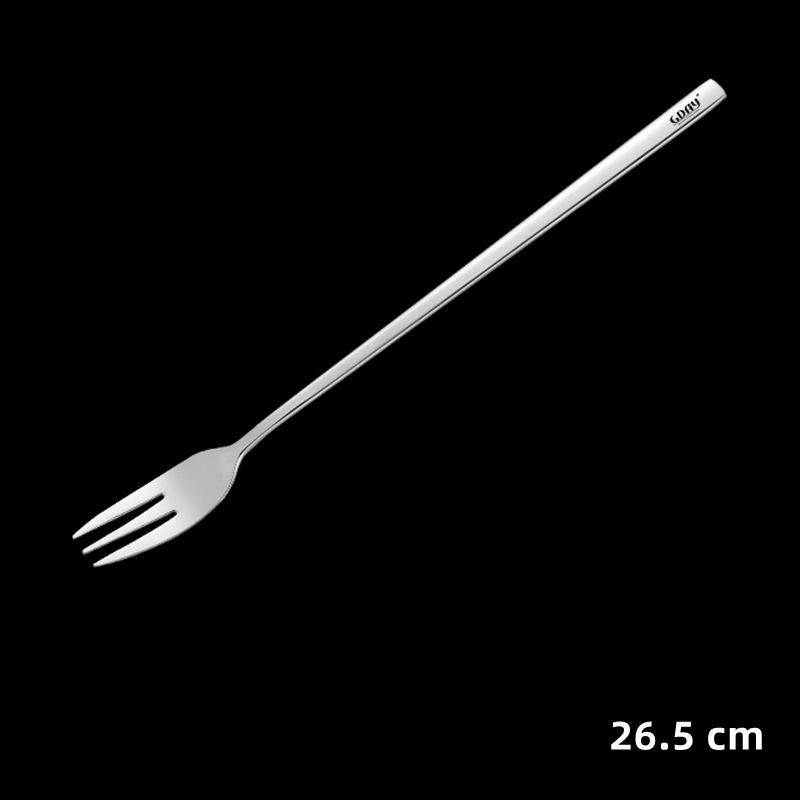 304 Stainless Steel Tea Spoon Long Handle Cocktail Coffee Ice Cream Stirring Scoop Dessert Fork Kitchen Tableware Bar Tools