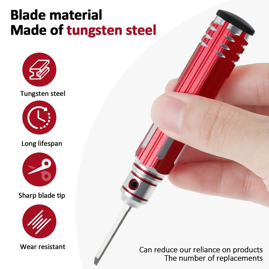 Prime Model Scriber Kit Resin Carved Scribe Line Tool with 7 Sizes Blades 0.1/0.2/0.4/0.6/0.8/1.0/2.0mm Lightweight Hobby