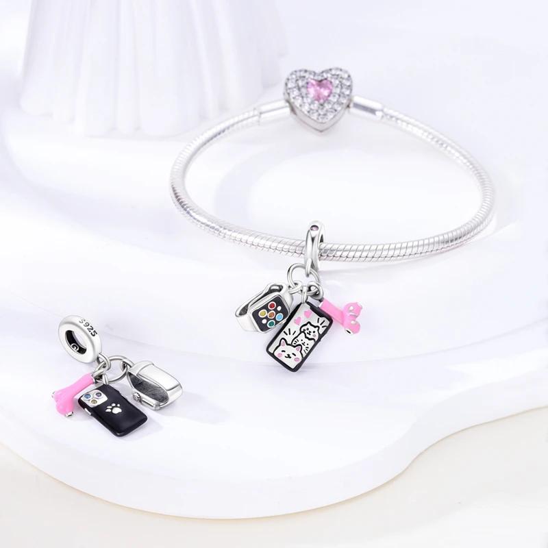 Charms Coppercreative Watch Headphones Cat Beads Fit Charms Plataoriginal Bracelet Beads Women Jewellery Making Diy