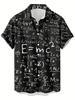 Men's Vintage Physics Formula Pattern 3D Printed Shirt, Casual Hip Hop Rock Streetwear Hawaiian Shirt