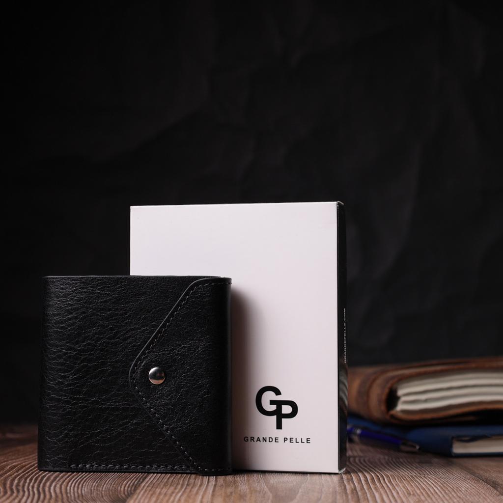 Original Wallet In Unisex Style Made of Glossy Genuine Leather GRANDE PELLE Wallet 16813 Black