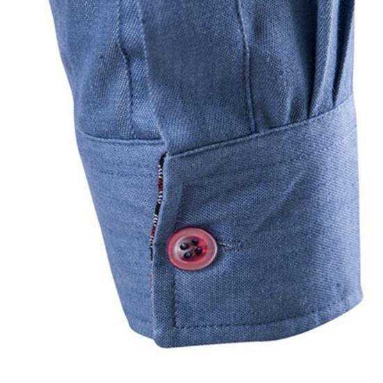 Herren Einfarbig Langarm Jeanshemd Atmungsaktives Lässiges Denim-Oberteil für die Arbeit