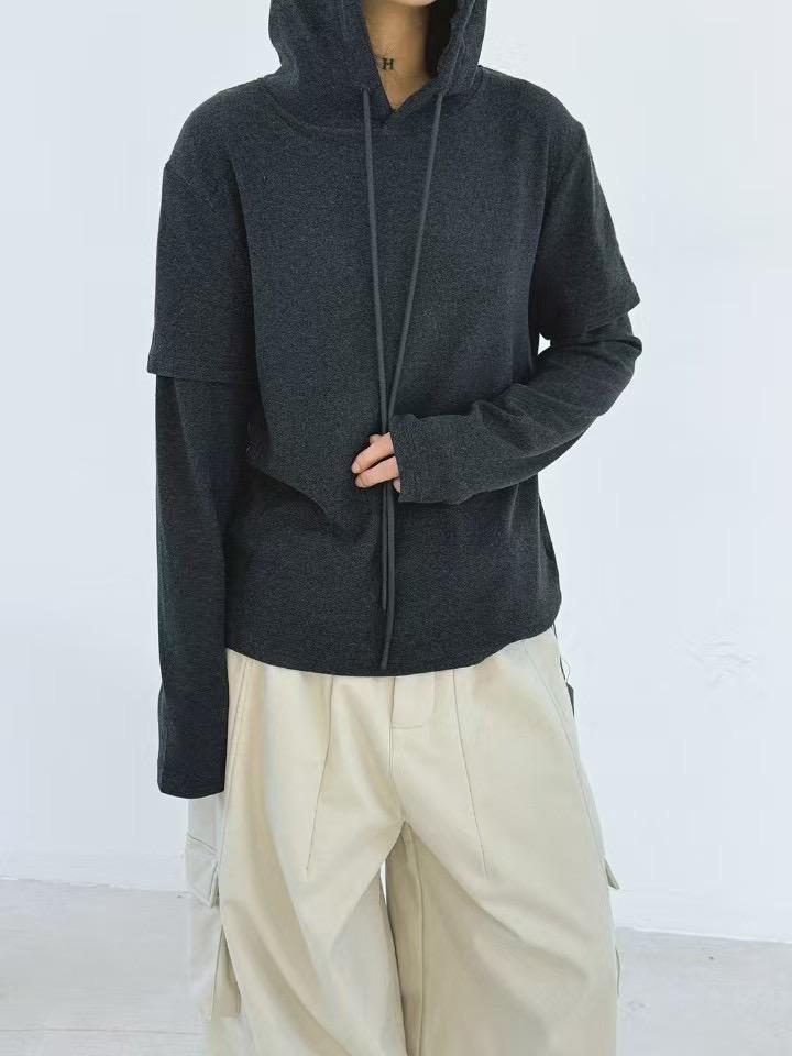 

Женская толстовка с капюшоном большого размера в корейском стиле, свободная футболка One Size серый