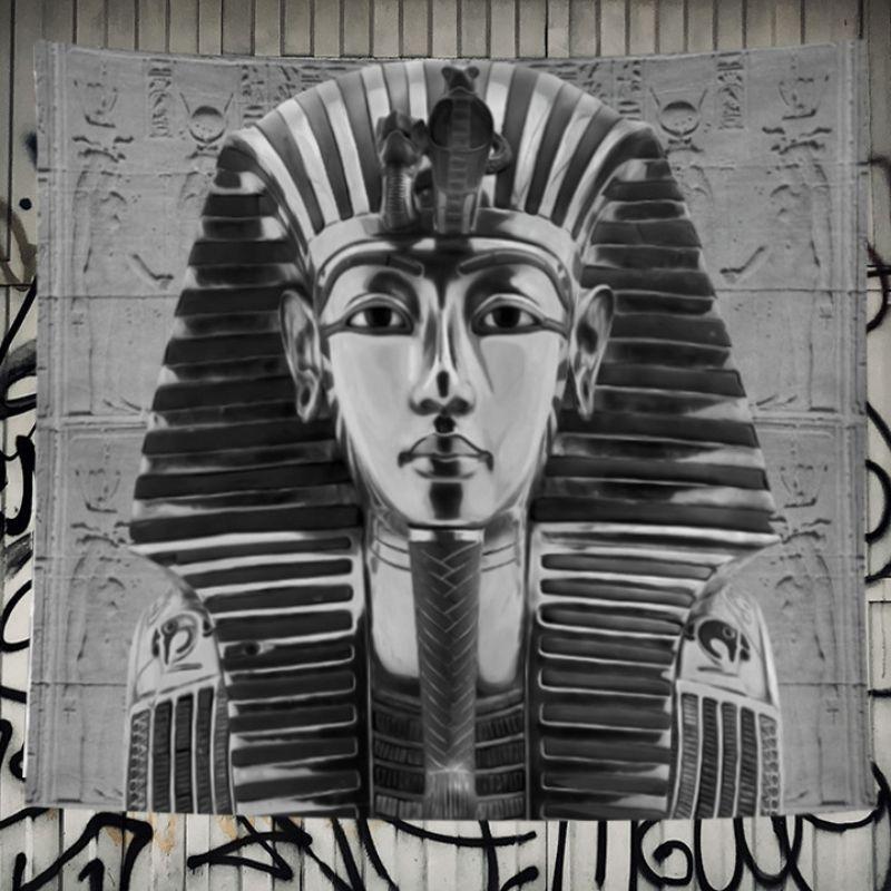 UFO Alien Abduction Black White Wall Tapestry Flying Saucer Beam Mountain Cloud Retro Sci Fi Space Extraterrestrial Decor