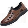 2025 Summer New Men's Daily Casual Leather Shoes Men's Hollow Breathable Leather Sandals Soft Leather Soft-soled Shoes 701